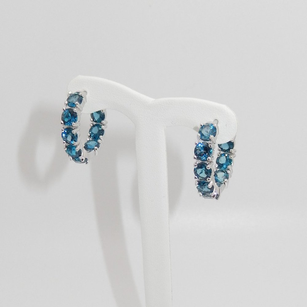 London Blue Topaz (9.50 ct. tw.) Inside-Outside Hoop Earrings In Sterling Silver